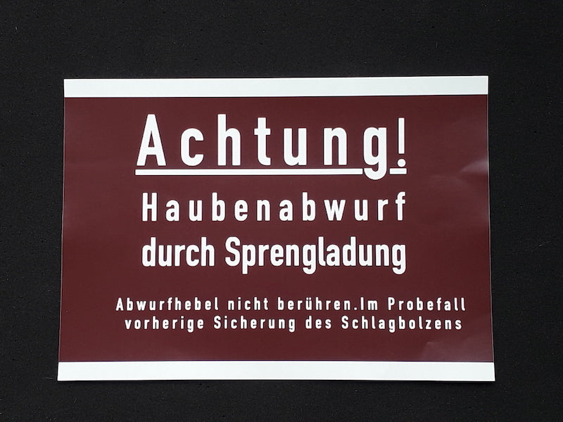 Aufkleber Haubenabwurf Focke Wulf 190 A